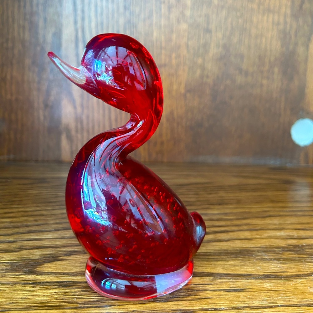 Rare* Ruby Red  Whitefriars Glass Duck